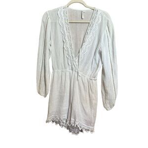 Seafolly Romper Womens XS White Gauze Langenlook Swim Coverup Playsuit